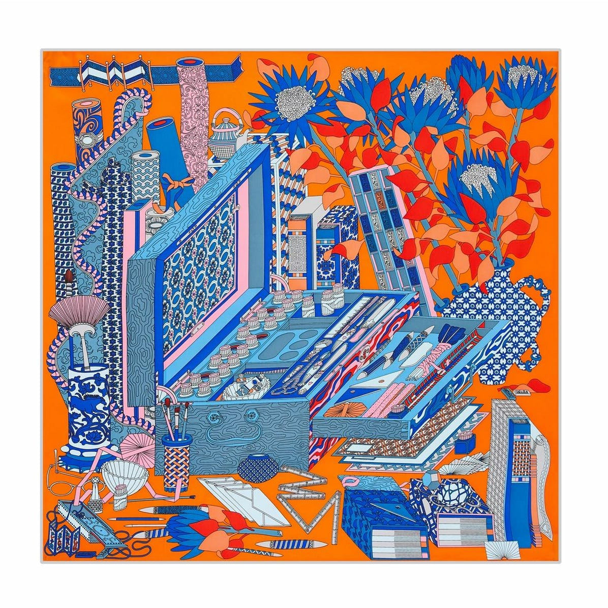 100% Twill Silk Scarf "Painting Box"