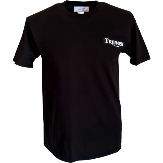 Black t-shirt with Triumph logo on the front left chest