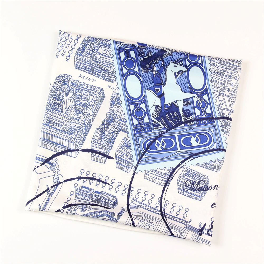 100% Twill Silk Scarf "Timbre De Paris "